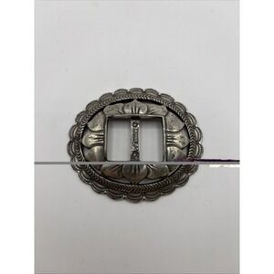 1993 Silver Toned Floral Belt Buckle R.O.C Taiwan  Etched Detailed for 1" belt